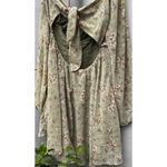 Blush  & Day Women’s sz Large Green Cream Dress Pink Floral design Tie Photo 10