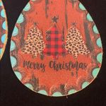 Festive Teardrop Christmas leather earrings Brown Photo 2