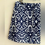 Tori Richard Ikat Navy and White Print Mini Skirt, Preppy Tennis Prep, Size 6 Photo 2