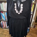 Torrid black smock peasant flowy embroidered skater dress Photo 2