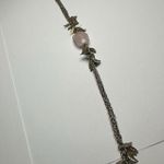 Talbots  Pink Stone Leaf Charms Gold Tone Station Necklace Signed Photo 10