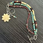 Multicolor Beaded Bracelet with Flower Charm Brown Photo 0