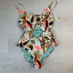 Aerie NWT  Tropical Floral Print One Piece Swimsuit Cut Out Size Medium Photo 5