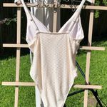 Splendid  Ivory Plunge Crochet One-piece Swimsuit L Photo 3