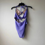 Shade & Shore Shade & Shore Double Knot Cut Out Ribbed One Piece Swimsuit S Purple Cheeky Photo 3