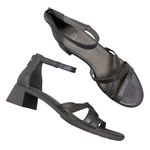 Eileen Fisher Noni Silver Metallic Strappy Block Heel Leather Sandals Size 8.5 Photo 1