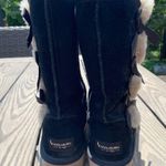 Koolaburra by Ugg  Size 6 Black tall bow tie faux fur boots winter comfy Photo 2