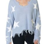 Polly & Esther Blue And White Star Oversized Sweater  Photo 0