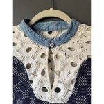 Sea New York Women's Patchwork Henley Sweater Size S Blue Photo 4
