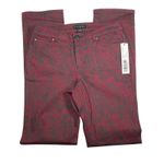 Tribal Pants Womens Size 4 Red Black Denim Slim Straight Stretch Animal Print Photo 1