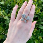 Gold/Rose Gold Rhinestone Butterfly Ring // Adjustable Band // Chunky, Large Photo 1