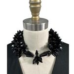 VTG 80s Avant Garde Necklace Black Spiky Plastic/Glass Choker Collar Rhinestone Photo 0