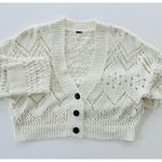 Free People Chloe Cardigan Size Large Cream Open Knit V-Neck 3 Button Photo 1