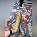 C&C California  Linen Size Medium Colorful Palm Print High‎ Rise Crop Pants Photo 3