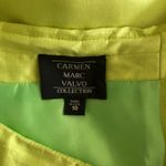 Carmen Marc Valvo  Collection Lime Green Satin Midi Skirt Women's Size 10 Photo 4
