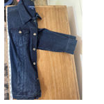 Bandolino Denim Jacket‎ Womens Medium Button Up Dark Wash Classic Jean Coat Photo 4
