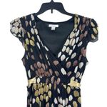 Y2K Soft Lined Mesh Paint Look Design Empire Tie Waist Lettuce Hem Dress 16 Black Photo 1