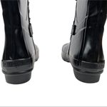 BCBGMAXAZRIA Women's Black Willis Lace Up Rubber Boots Leather Straps Size 6 Photo 3