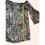 Glam NWOT New  American Made Off-Shoulder Boho Print Dress Bell Sleeves Size S Photo 8