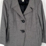 Talbots VTG Wool Blend Houndstooth Single Breasted Blazer Black White Size 14 Photo 0