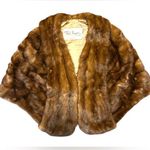 Vintage Genuine 100% Mink Paul Magder Fur Fully Lined Floral Stole Jacket Sz S/M Brown Size M Photo 0