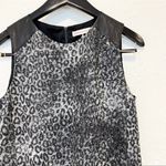 Rebecca Taylor  Black Leather Wool Leopard Animal Print Dress Size 10 Medium M Photo 2