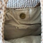 Vintage Boho Black and Taupe Tan Striped Crochet Woven Shoulder Crossbody Bag Photo 5