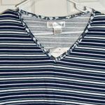 NWT Sag Harbor Women’s Teal/Blue/White Striped Short Sleeve Tee, Bows, Small Green Photo 1