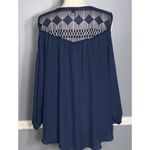 Sami & Jo 🌸3/$15🌸 Sapphire Blue Cold Shoulder Long Sleeve Lace Flowy Blouse XL Photo 3