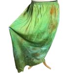 Robin Kaplan Midi Skirt Size 2 Green Silk Hand Dyed Boho Ethereal Forest Fairy Photo 2