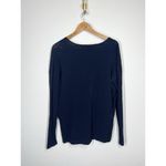 autumn cashmere  Navy Perforated Stretch Crepe Knit Top Large Photo 3