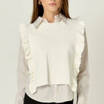 English Factory  ivory open side ribbed sweater vest size small cottage peasant Photo 0