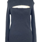 Torn By Ronny Kobo  Cut Out Neckline Black Long Sleeve Ribbed‎ Sweater Size Large Photo 0
