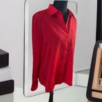 Anne Klein  Vibrant Red sequin Button-Down Shirt Photo 1