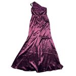 Lulus NWT  Women's On the Guest List Burgundy Satin One-Shoulder Maxi Dress S Photo 7