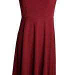 Retro Sleeveless V Neck Midi Swing Dress M Maroon Red Zip High Low Hem NEW Size M Photo 0