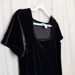 Oleg Cassini Cassini Women's Black Velvet Square Neck Short Sleeve Maxi Dress Size Medium Photo 7