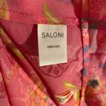 Saloni Marissa Ruffle 100% Silk Pink Floral Long Sleeve Mini Dress Women size 6 Photo 4