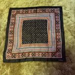 Vintage Echo Silk Scarf Geometric Diamond Print Brown Rust Square Photo 5