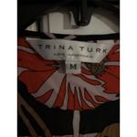 Trina Turk  Wrap Top Floral‎ Print Silk Lycra Black Red Orange Size M Photo 4