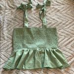 SheIn Green Smocked Peplum Crop Top size large‎ Photo 4