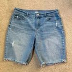 Old Navy long distressed high rise blue shorts in size 6 Photo 0