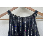 Parker  Black Sheer Beaded Embellished Tank Floral XS Boho Glam Festival Party Photo 2