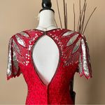 Laurence Kazar  | VINTAGE Red Pure Silk Sequin Open Back Cocktail Dress Sz M Photo 6
