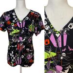 Disney  The Nightmare Before Christmas Scrub Top Short Sleeve Jack Skellington XS Photo 1