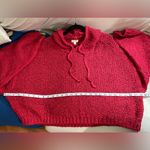 Pilcro Anthropology  NWOT Cozy Red Knit Hoodie Sweater Size XL Oversized Photo 5