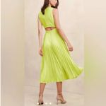 Banana Republic Silky Cutout Back Midi Dress Chartreuse Pleated Size 6 NWT Photo 1