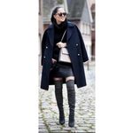 ZARA Black Wool Double Breasted Coat Womens M Gold Button Outdoor Gorpcore Photo 11