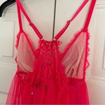Victoria's Secret Victoria’s Secret Neon Pink Sheer Lace Babydoll Slip Sz Medium Intimates Photo 9