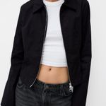 VTG black Leather Coat jacket zip up collared vintage 100% genuine fully lined Size L Photo 0